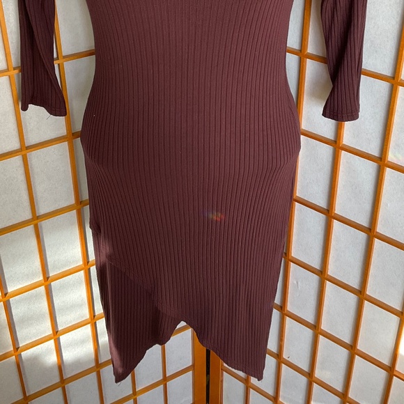Stretch, Chocolate Brown, ribbed mini dress/long shirt - Picture 7 of 8